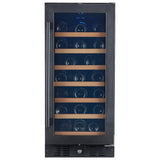 Smith & Hanks 34 Bottle Black Stainless Built-In Under Counter Wine Cooler