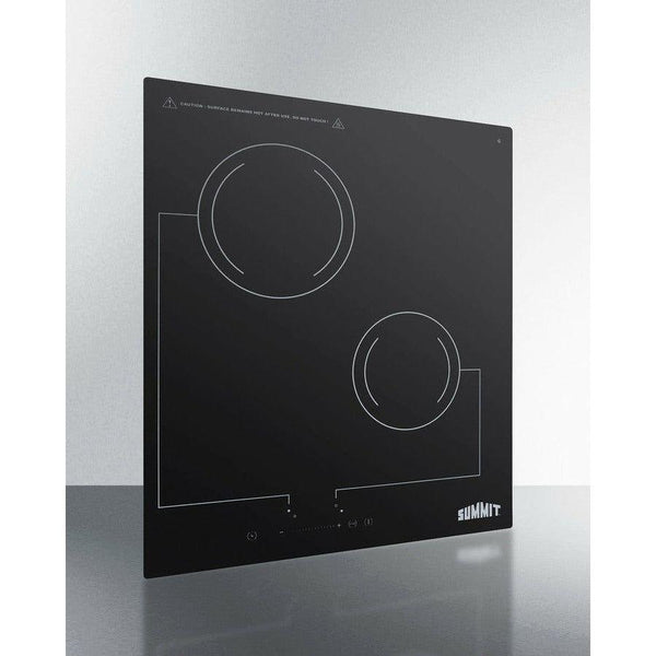 Summit 18 in. Wide 220V 2-Burner Radiant Cooktop with 2 Elements, Hot Surface Indicator, ADA Compliant, EuroKera Glass Surface, Residual Heat Indicator Light, Digital Touch Controls in Black - CR2B228T