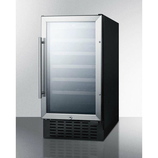 Summit 18 in. Wide Built-In Wine Cellar with 34 Bottle Capacity, Right Hinge, Glass Door, With Lock, 5 Extension Wine Racks, Digital Control, LED Light, Compressor Cooling, ETL Approved - SWC1840B