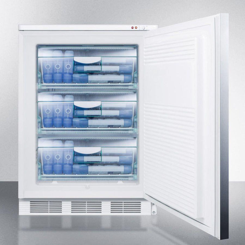 Summit 24 In. Wide Built-In All-Freezer with 3.5 cu. ft. Capacity, Right Hinge, Manual Defrost, Approved for Medical Use, Adjustable Thermostat - VT65ML7BISS