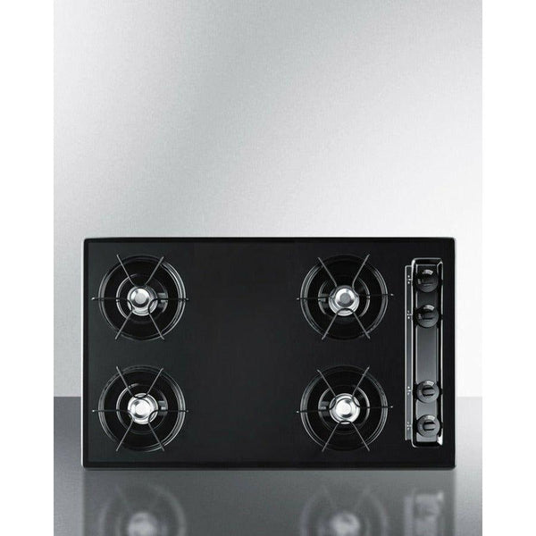 Summit 30 in. Wide 4-Burner Gas Cooktop with 4 Open Burners, Porcelainized Cooking Surface in Black - TNL05