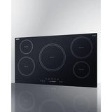 Summit 36 in. Wide 208-240V 5-Zone Induction Cooktop with 5 Elements, Hot Surface Indicator, ADA Compliant, Induction Technology, Child Lock, Safety Shut-Off Control - SINC5B36B