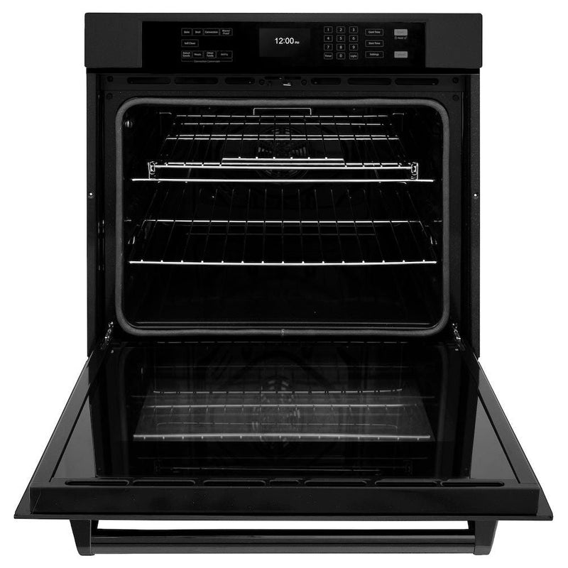 ZLINE 30 in. Professional True Convection Single Wall Oven with Air Fry and Self Clean in Black Stainless Steel WASB-30