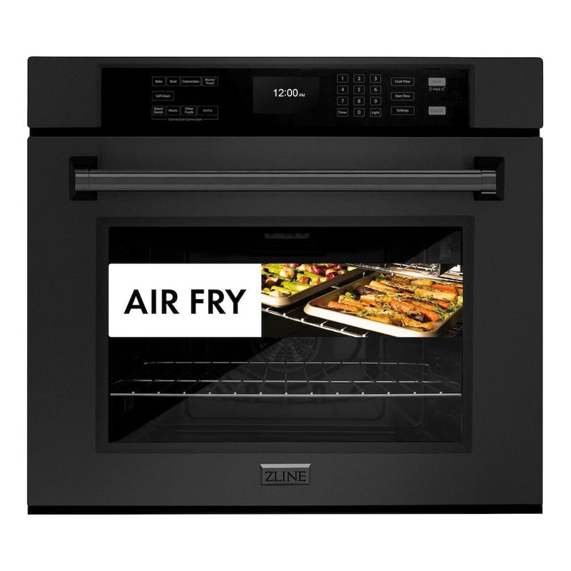 ZLINE 30 in. Professional True Convection Single Wall Oven with Air Fry and Self Clean in Black Stainless Steel WASB-30